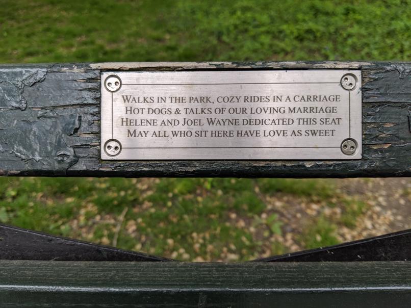 I saw this bench in Central Park