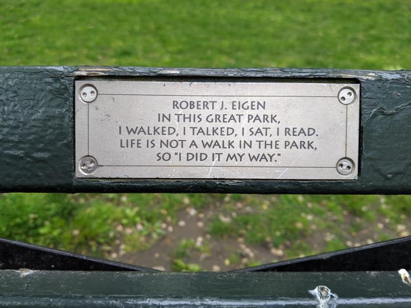 I saw this bench in Central Park