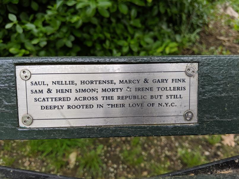 I saw this bench in Central Park