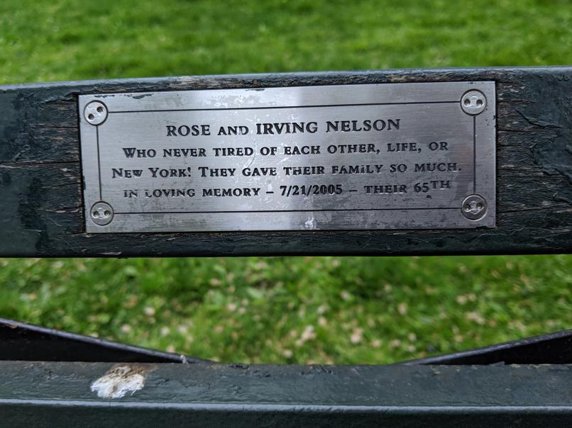 I saw this bench in Central Park