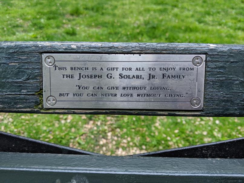 I saw this bench in Central Park