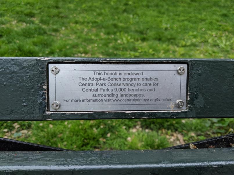 I saw this bench in Central Park