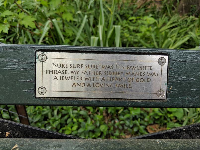 I saw this bench in Central Park