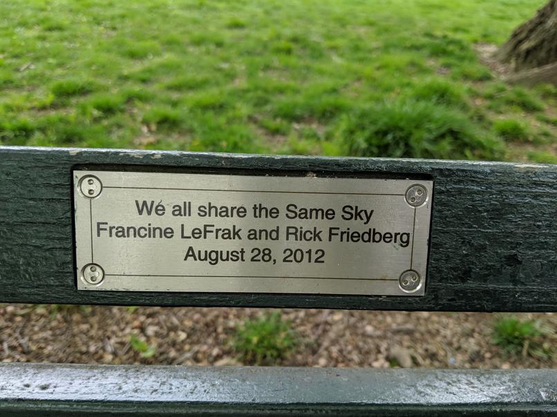 I saw this bench in Central Park