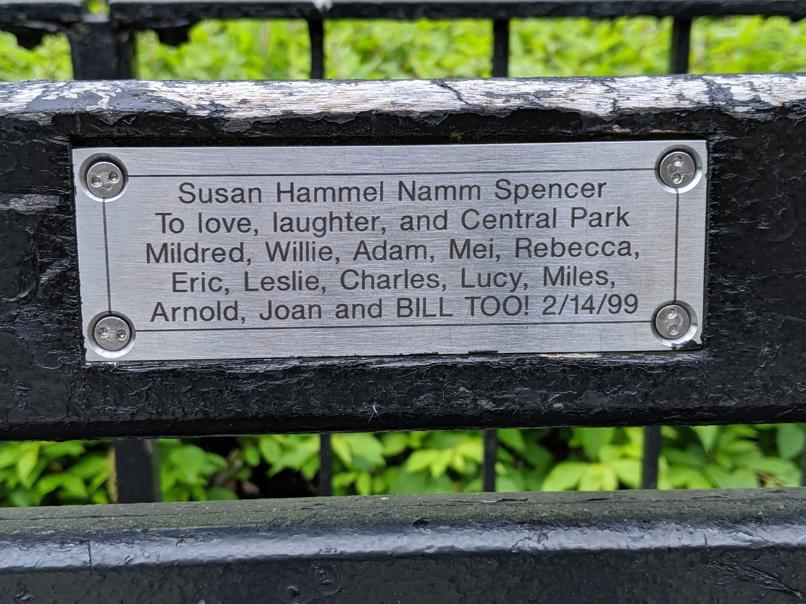 I saw this bench in Central Park