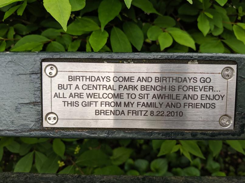 I saw this bench in Central Park