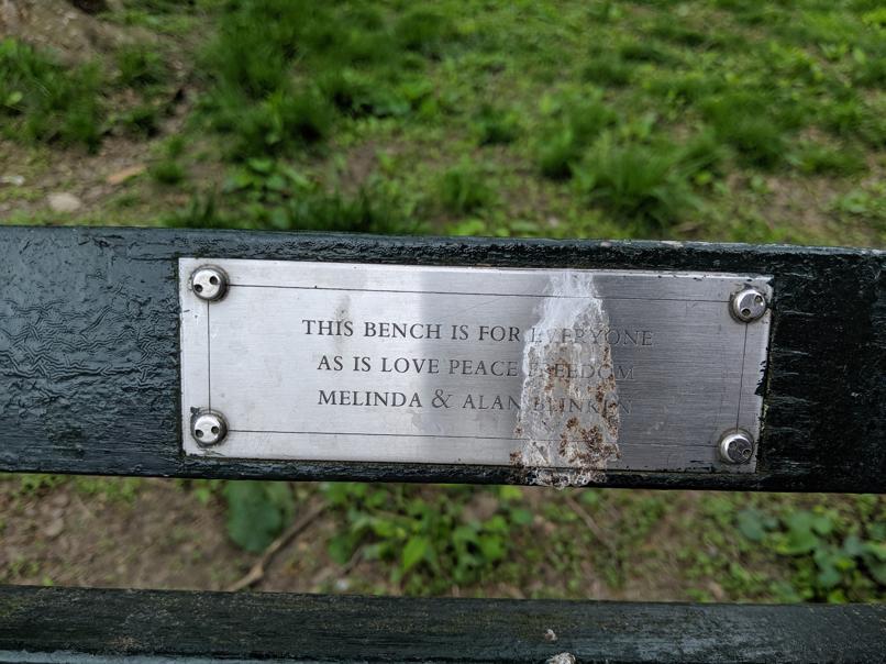 I saw this bench in Central Park