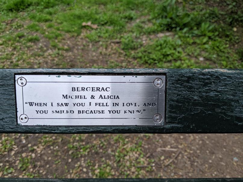 I saw this bench in Central Park