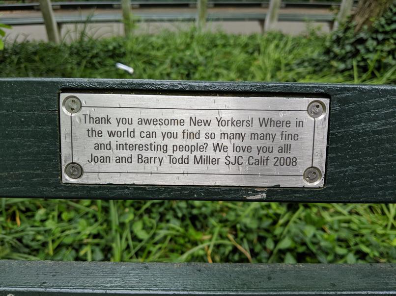 I saw this bench in Central Park