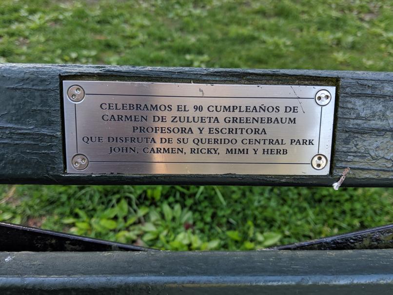 I saw this bench in Central Park