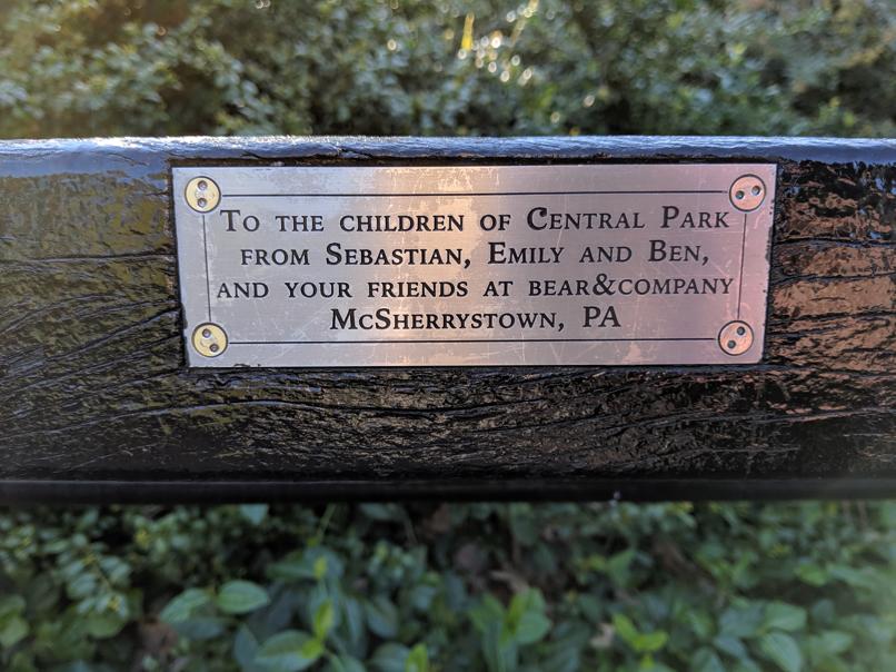 I saw this bench in Central Park