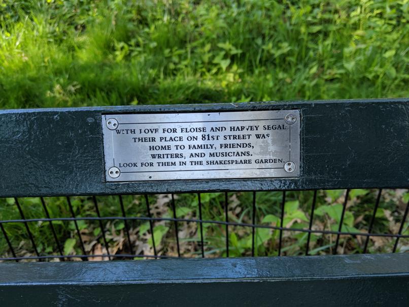 I saw this bench in Central Park