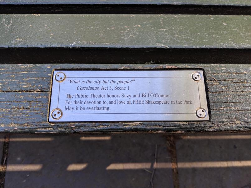 I saw this bench in Central Park