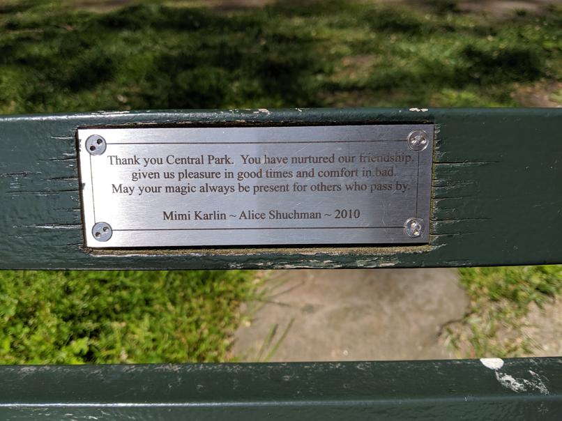 I saw this bench in Central Park