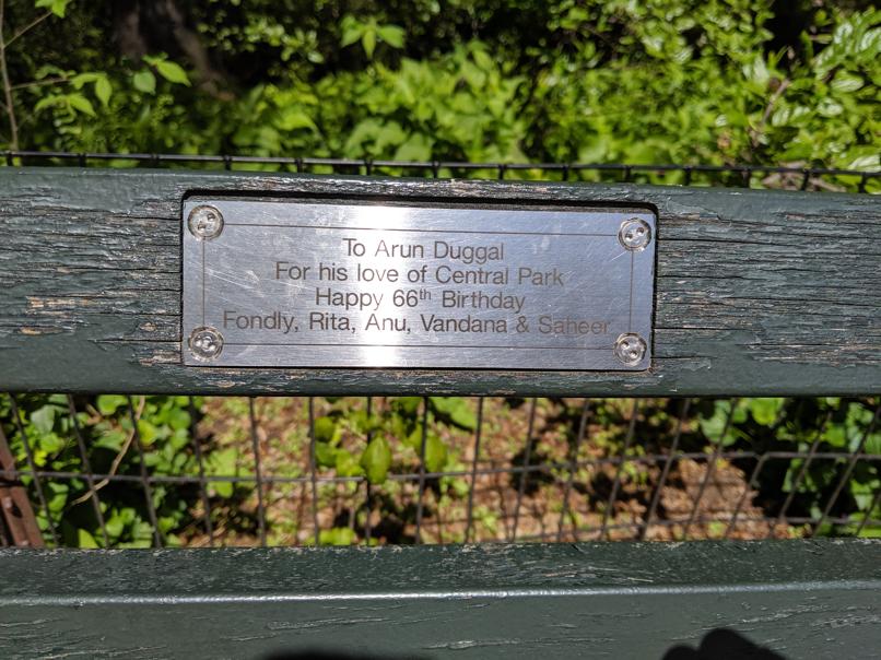 I saw this bench in Central Park