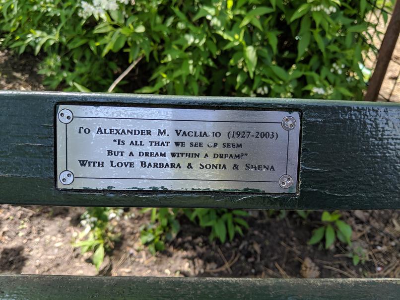 I saw this bench in Central Park