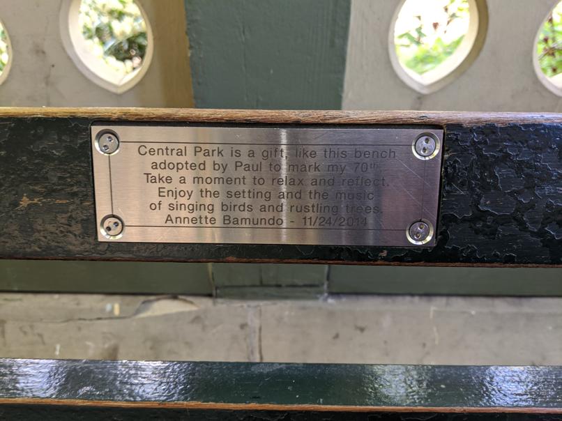 I saw this bench in Central Park