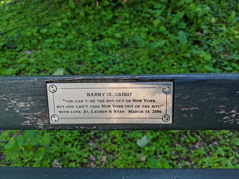 I saw this bench in Central Park