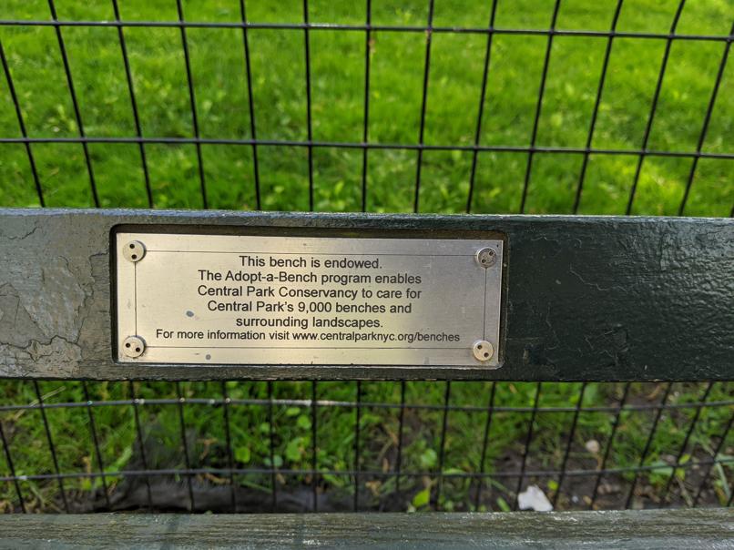 I saw this bench in Central Park