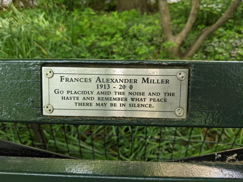 I saw this bench in Central Park