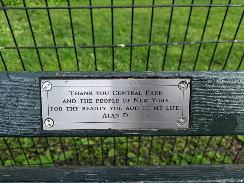 I saw this bench in Central Park