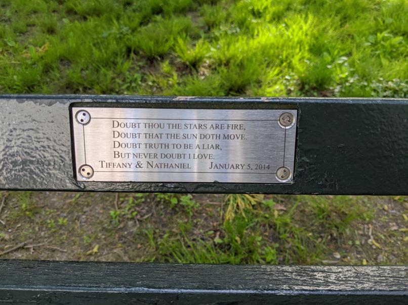 I saw this bench in Central Park