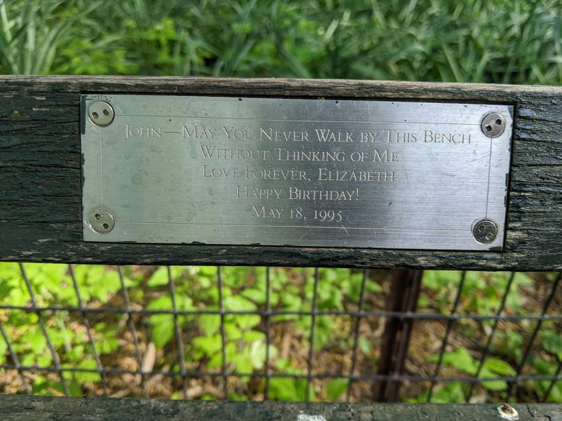 I saw this bench in Central Park