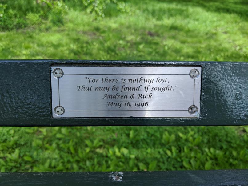 I saw this bench in Central Park