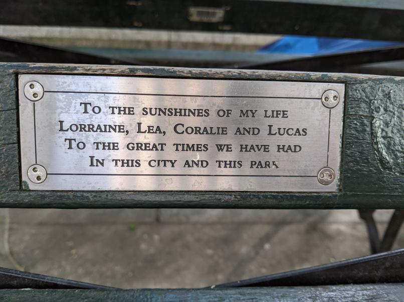 I saw this bench in Central Park