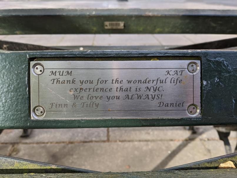 I saw this bench in Central Park