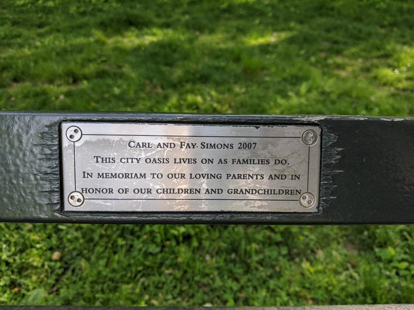 I saw this bench in Central Park