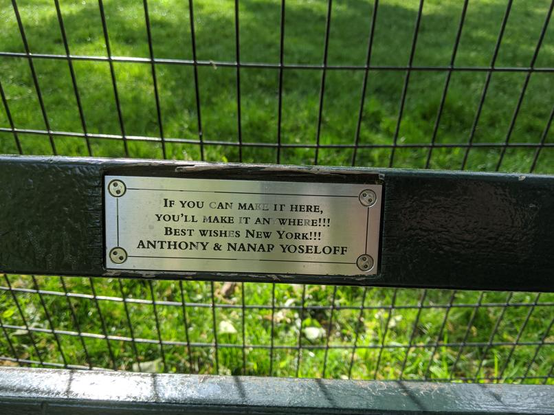 I saw this bench in Central Park