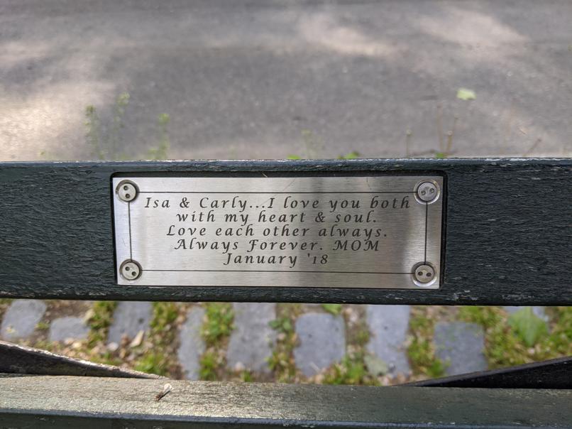 I saw this bench in Central Park