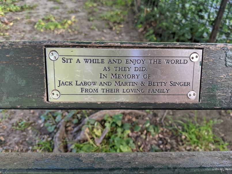 I saw this bench in Central Park