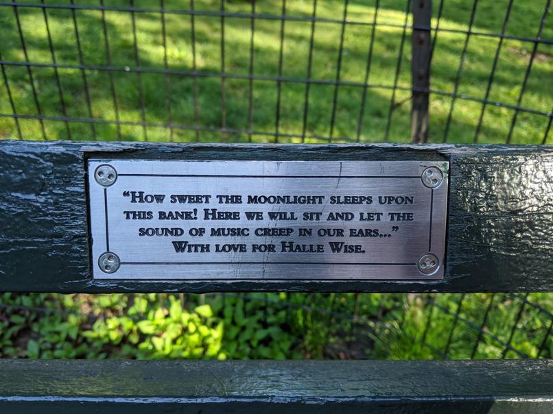 I saw this bench in Central Park