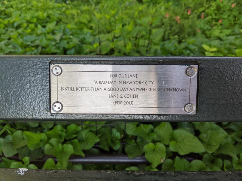 I saw this bench in Central Park