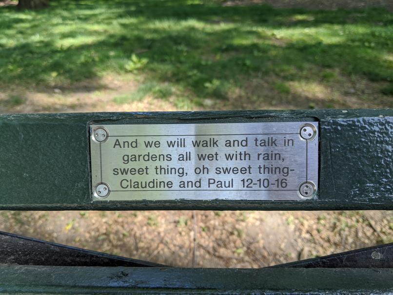 I saw this bench in Central Park