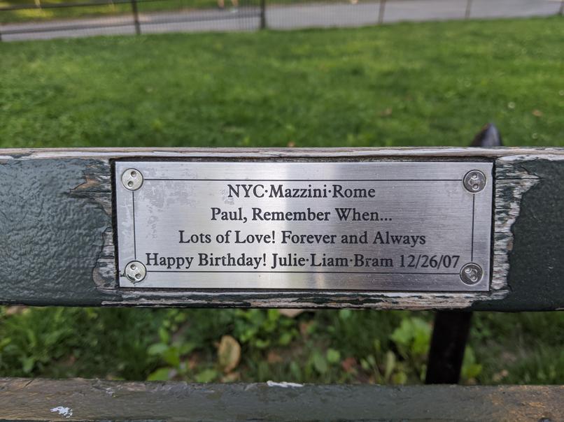 I saw this bench in Central Park