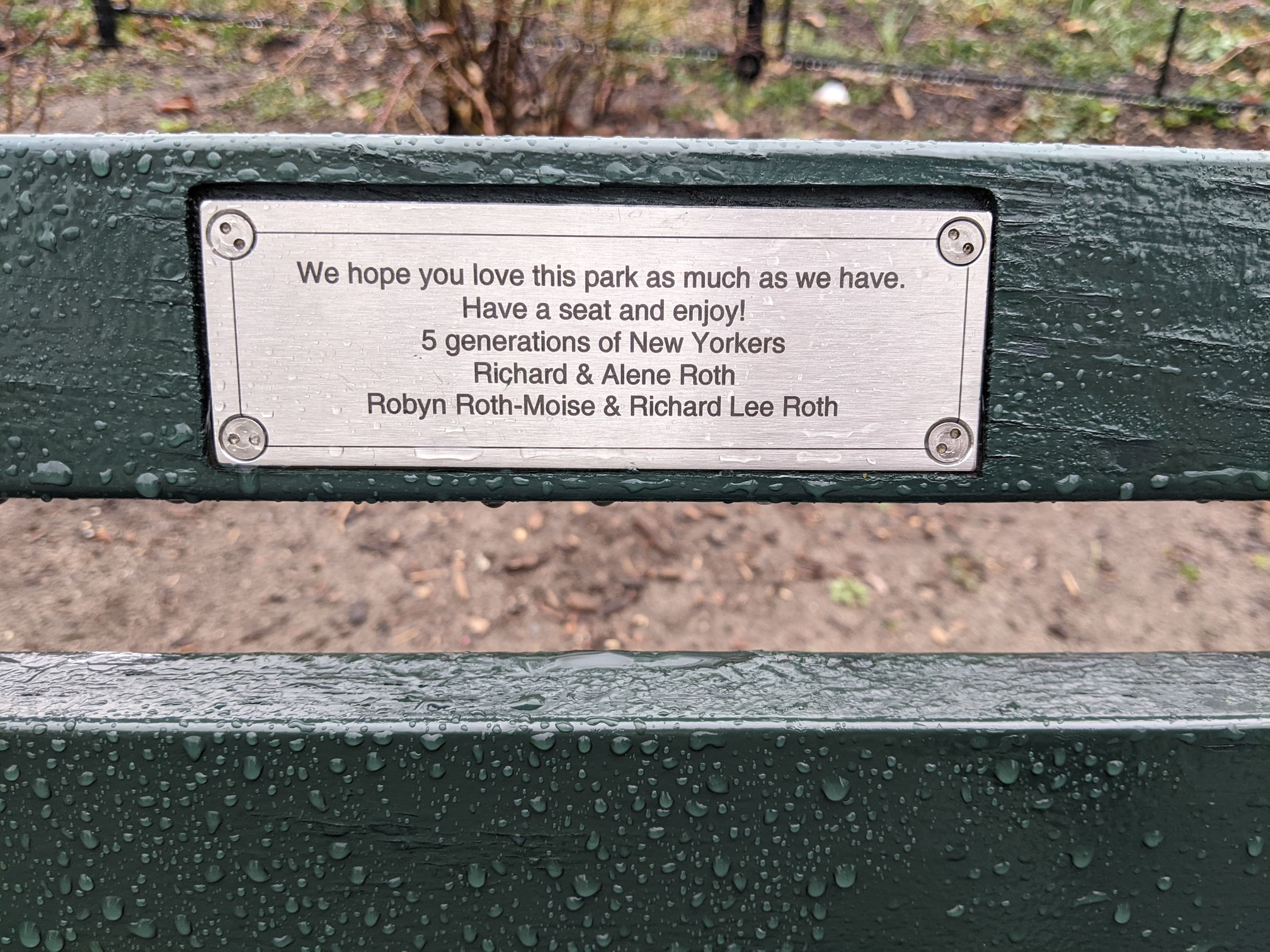 I saw this bench in Central Park