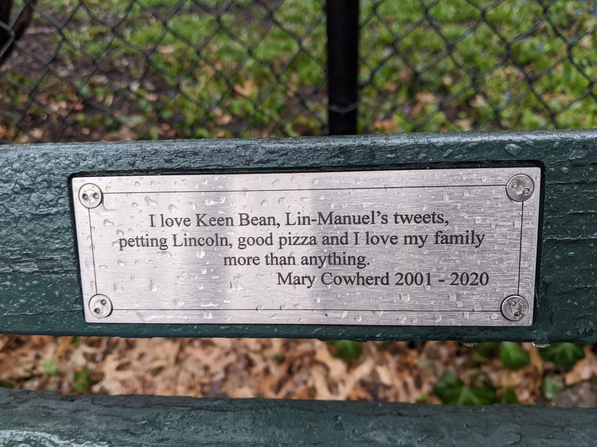 I saw this bench in Central Park