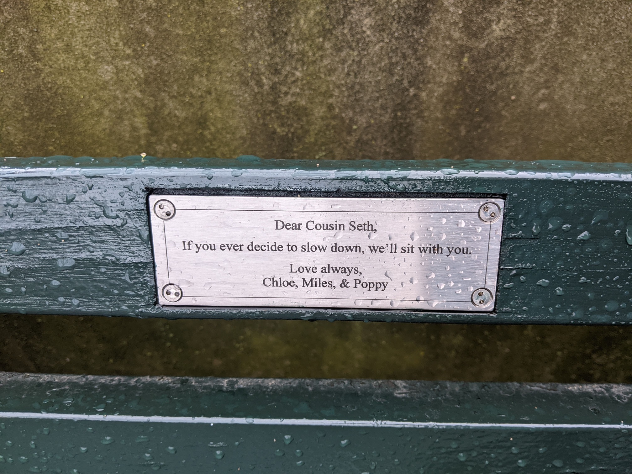 I saw this bench in Central Park