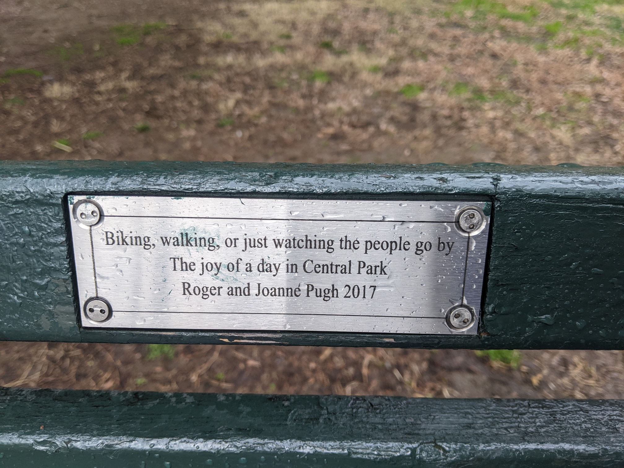 I saw this bench in Central Park